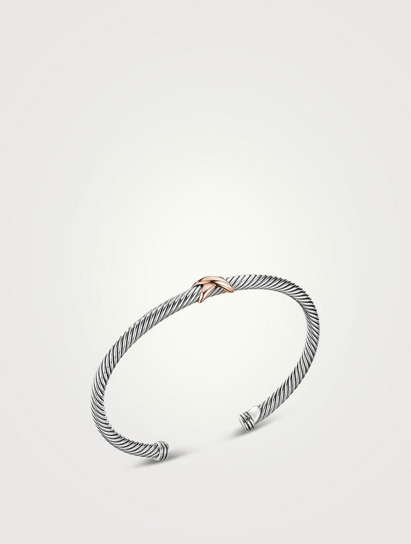 X Station Bracelet Sterling Silver With 18k Rose Gold