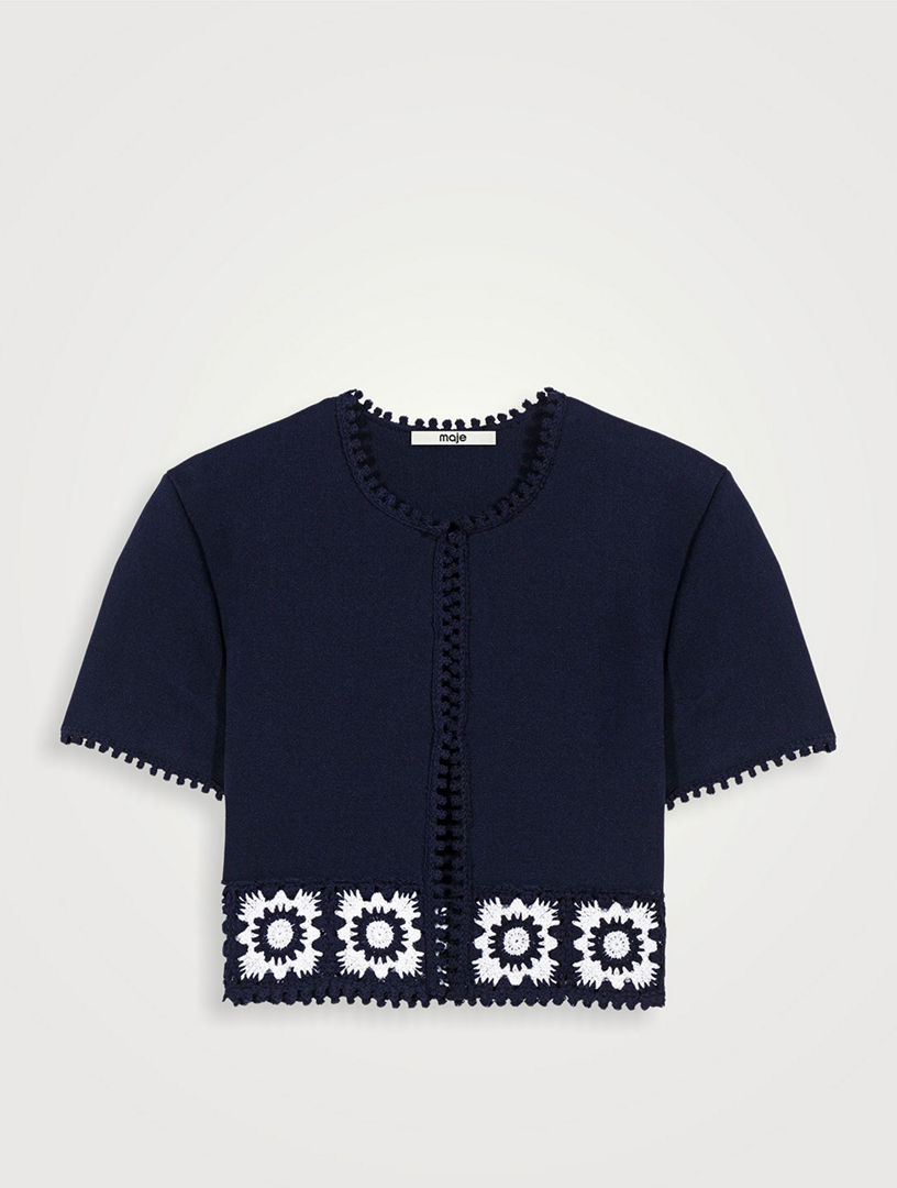 MAJE Cardigan With Crochet Panels | Holt Renfrew