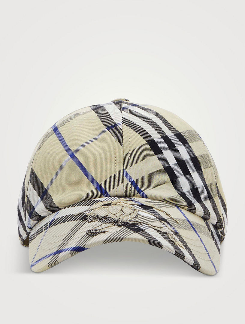 Check Cotton Blend Baseball Cap