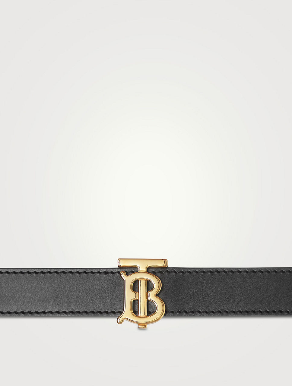 Burberry Leather Reversible Tb Belt - Black/tan/light Gold