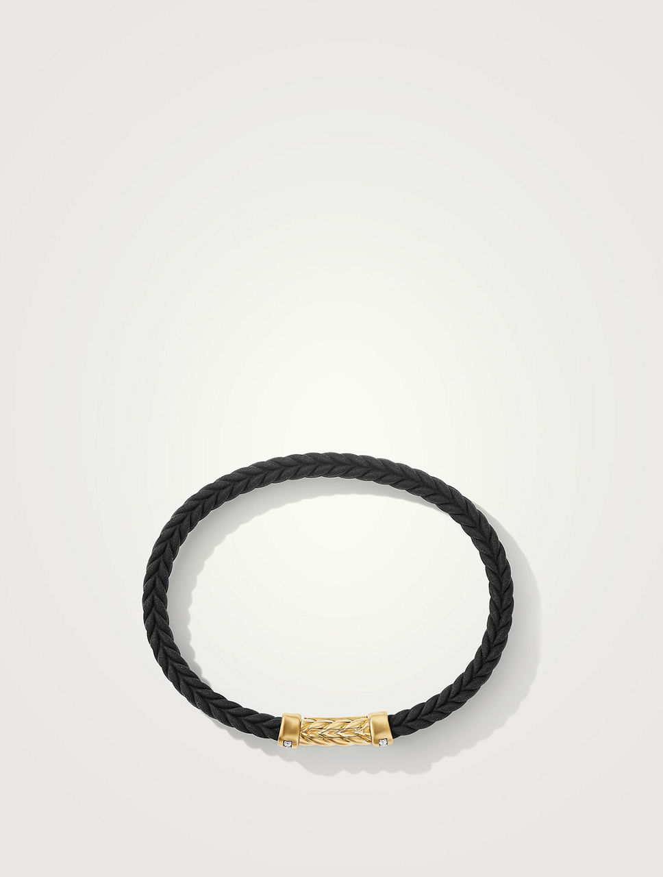 Chevron Black Rubber Bracelet With 18k Yellow Gold And Pavé Diamonds