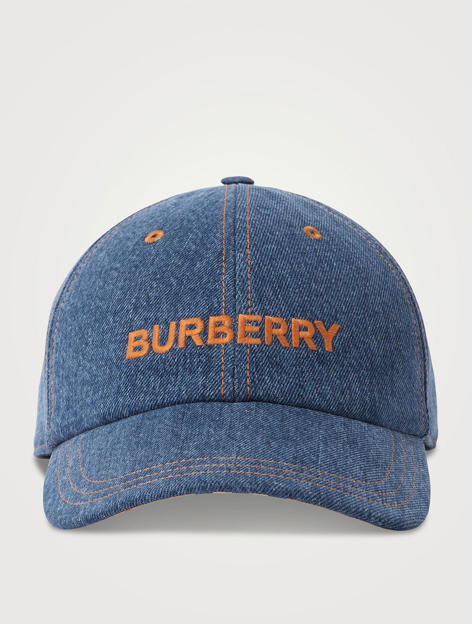 Burberry Men's Monogram Check-lined Baseball Cap - Cool Denim Blue - Size XL