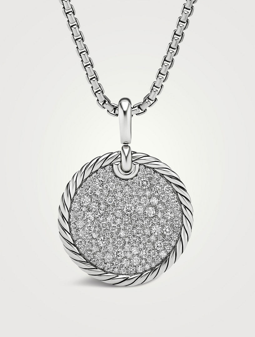 Dy Elements® Disc Pendant In Sterling Silver With Pavé Diamonds