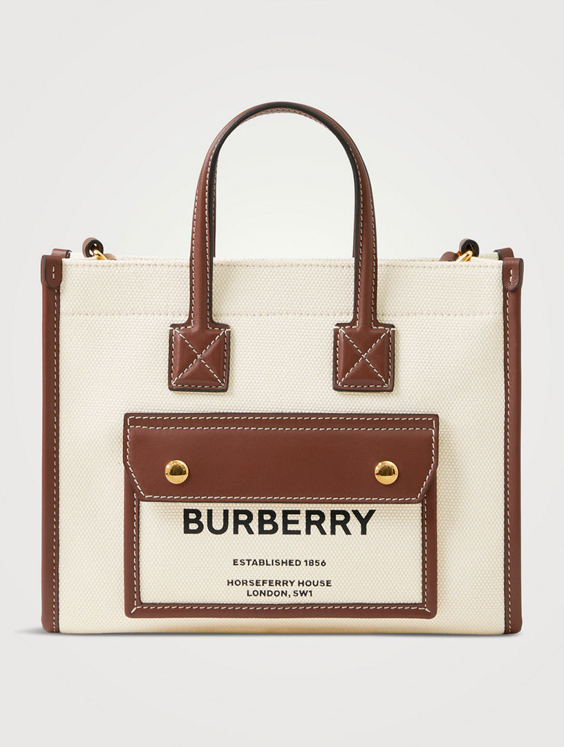 BURBERRY: Briar bag in coated cotton and leather - Beige