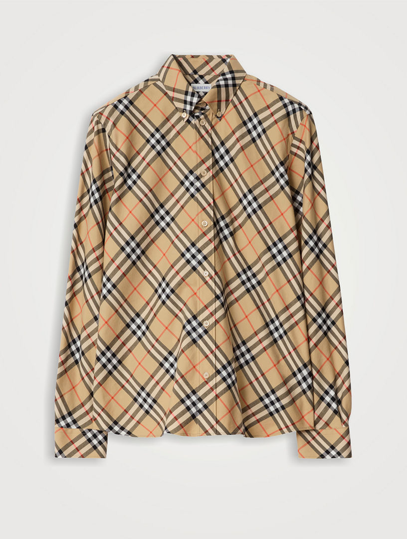 BURBERRY Relaxed Fit Check Cotton Flannel Shirt | Holt Renfrew