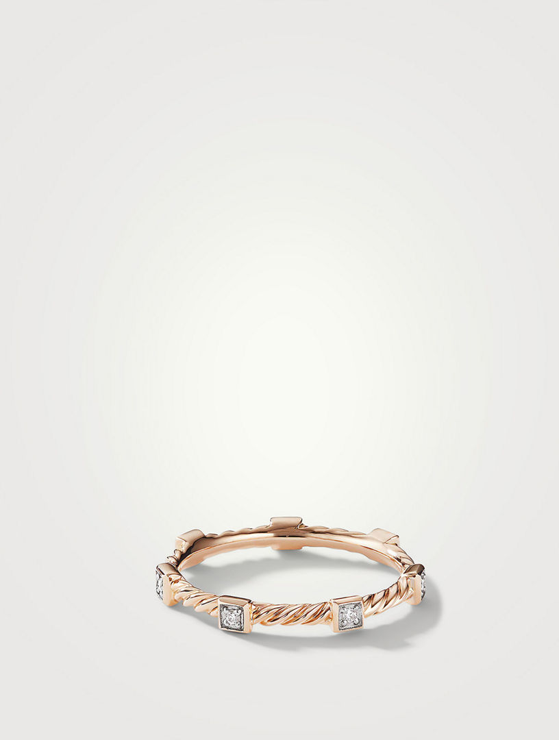 Cable Collectibles® Stack Ring In 18k Rose Gold With Diamonds