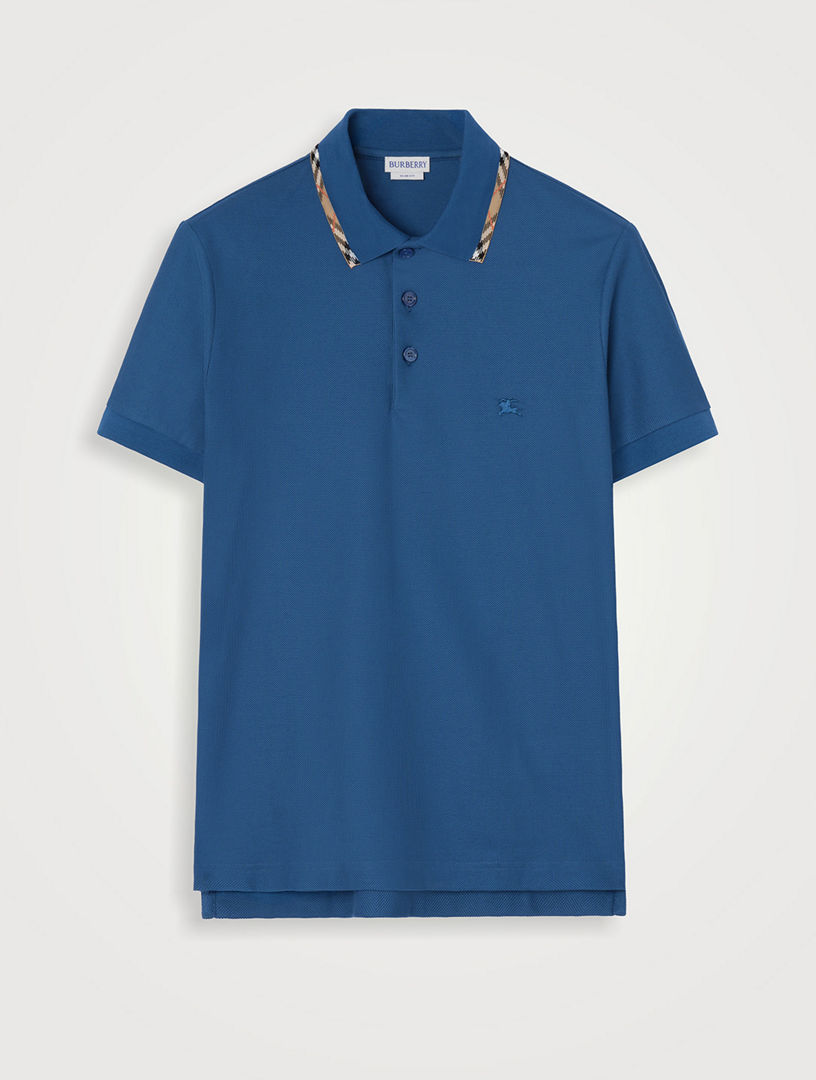 BURBERRY Check Trim Cotton Polo Shirt | Holt Renfrew