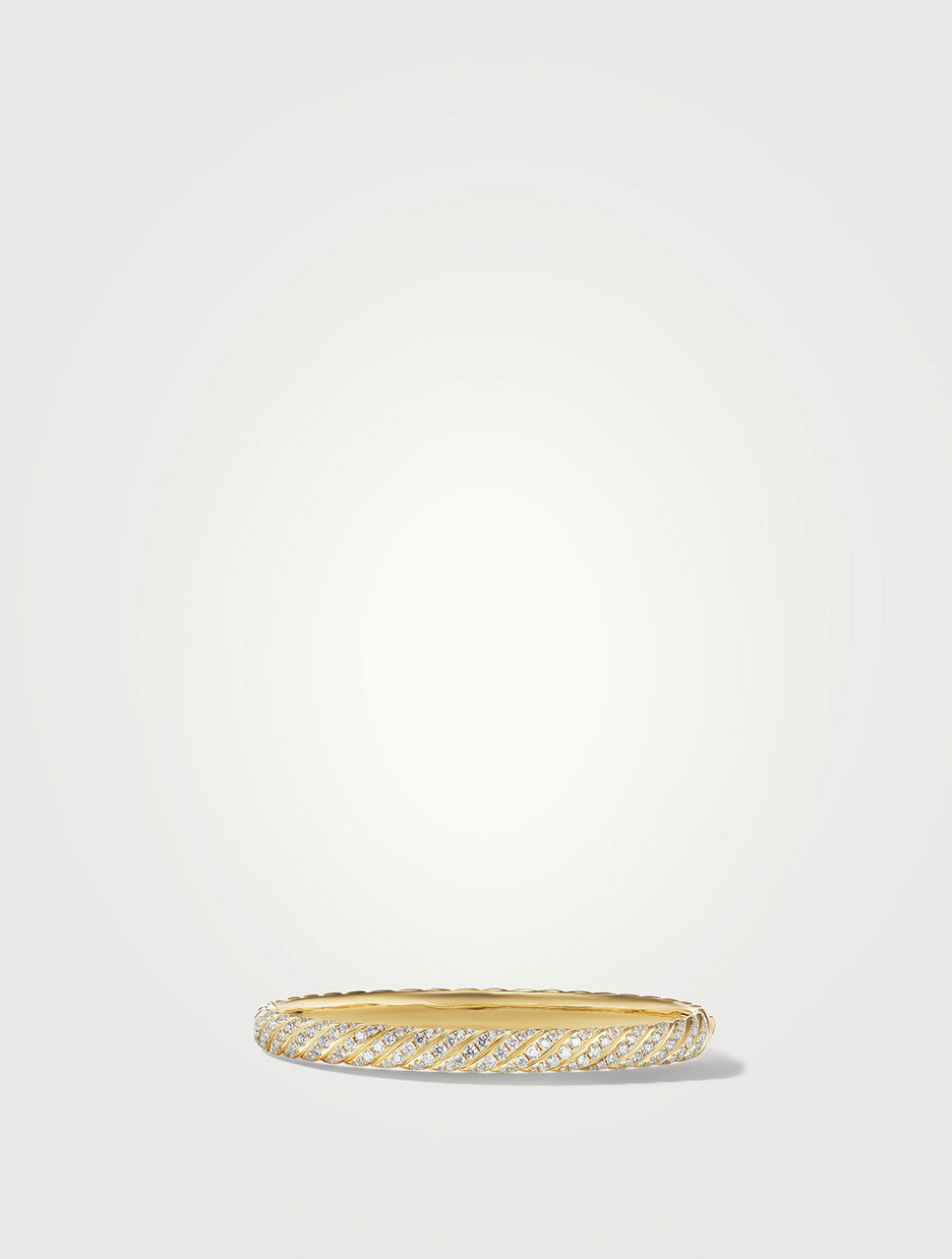 Sculpted Cable Bangle Bracelet 18k Gold With Diamonds