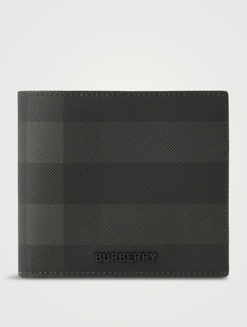 BURBERRY Check Leather Wallet Black