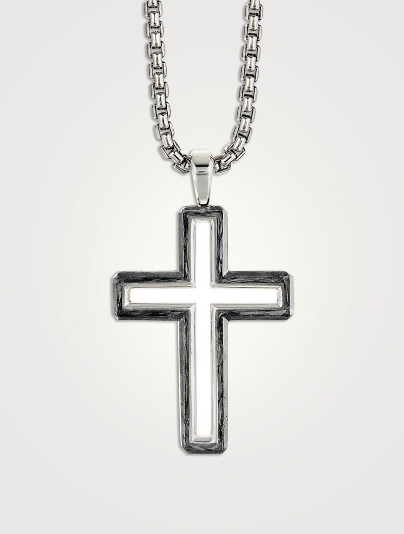 DAVID YURMAN Forged Carbon Cross Pendant In Sterling Silver | Holt