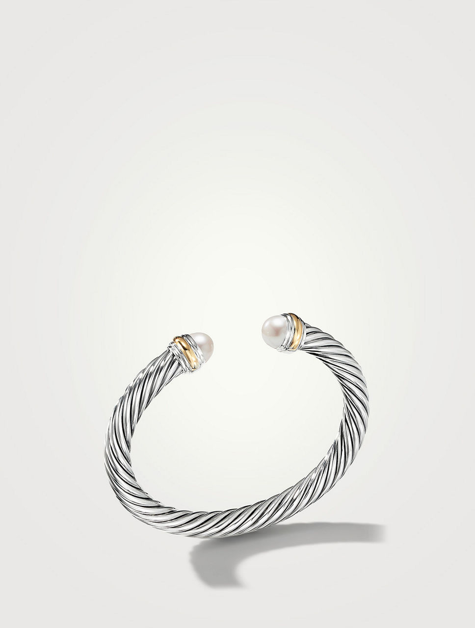 Cable Classics Bracelet In Sterling Silver With Pearls And 14k Yellow Gold