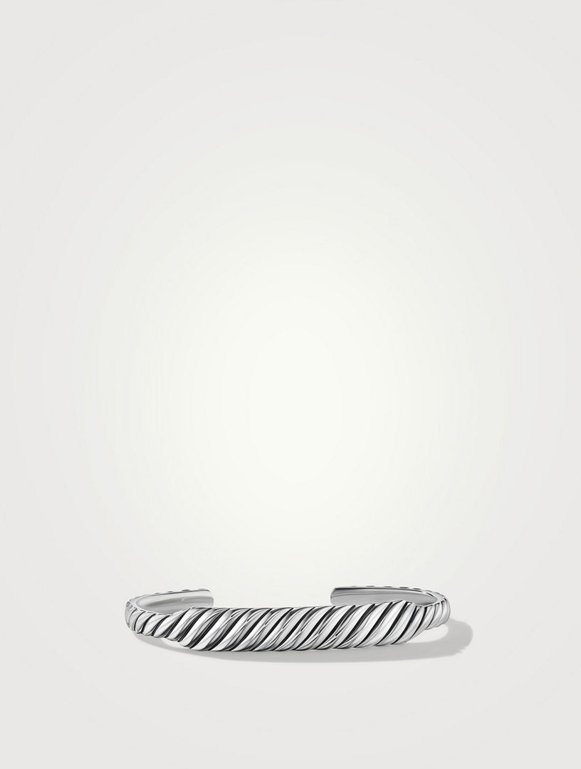 Sculpted Cable Contour Cuff Bracelet In Sterling Silver