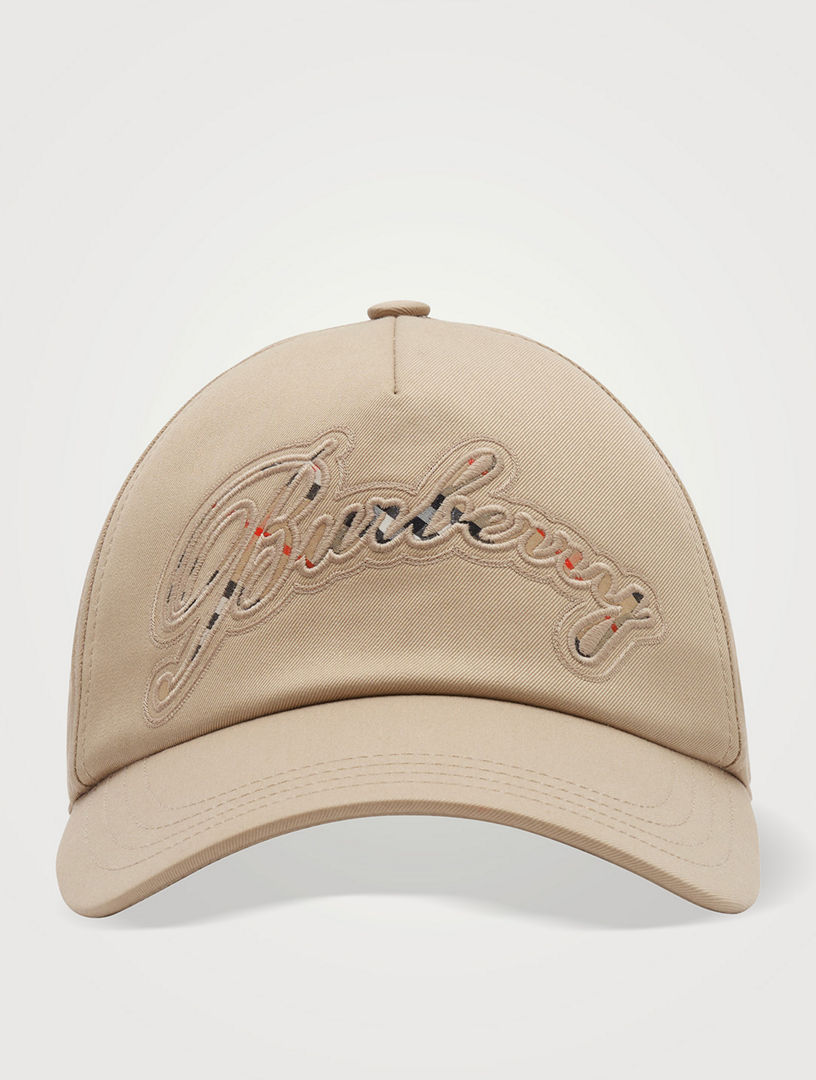 BURBERRY Check Cursive Logo Gabardine Baseball Cap | Holt Renfrew