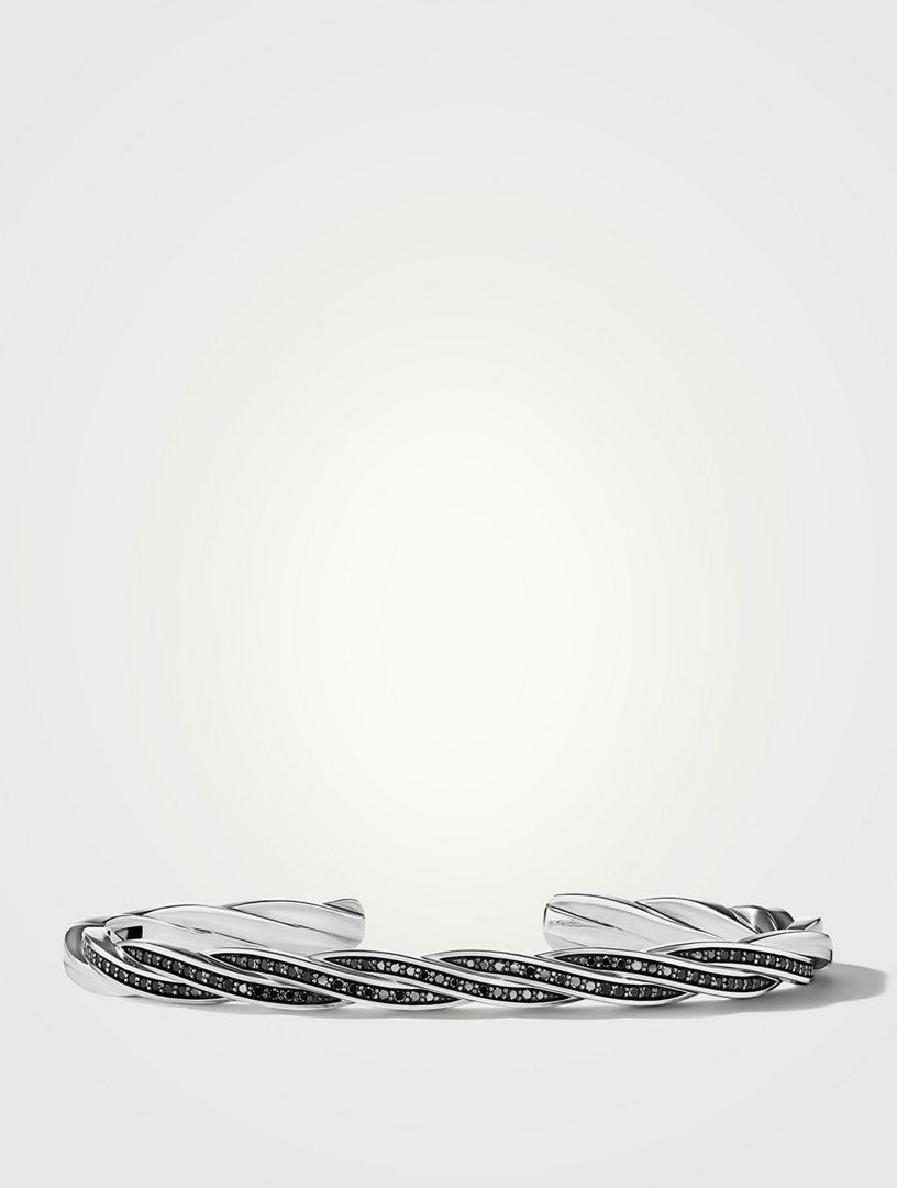 Dy Helios™ Cuff Bracelet Sterling Silver With Black Diamonds, 6mm