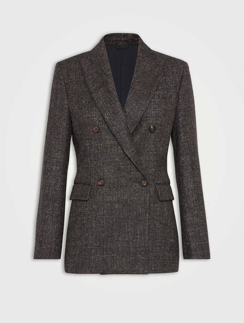 Blended Tweed Double Breasted Blazer