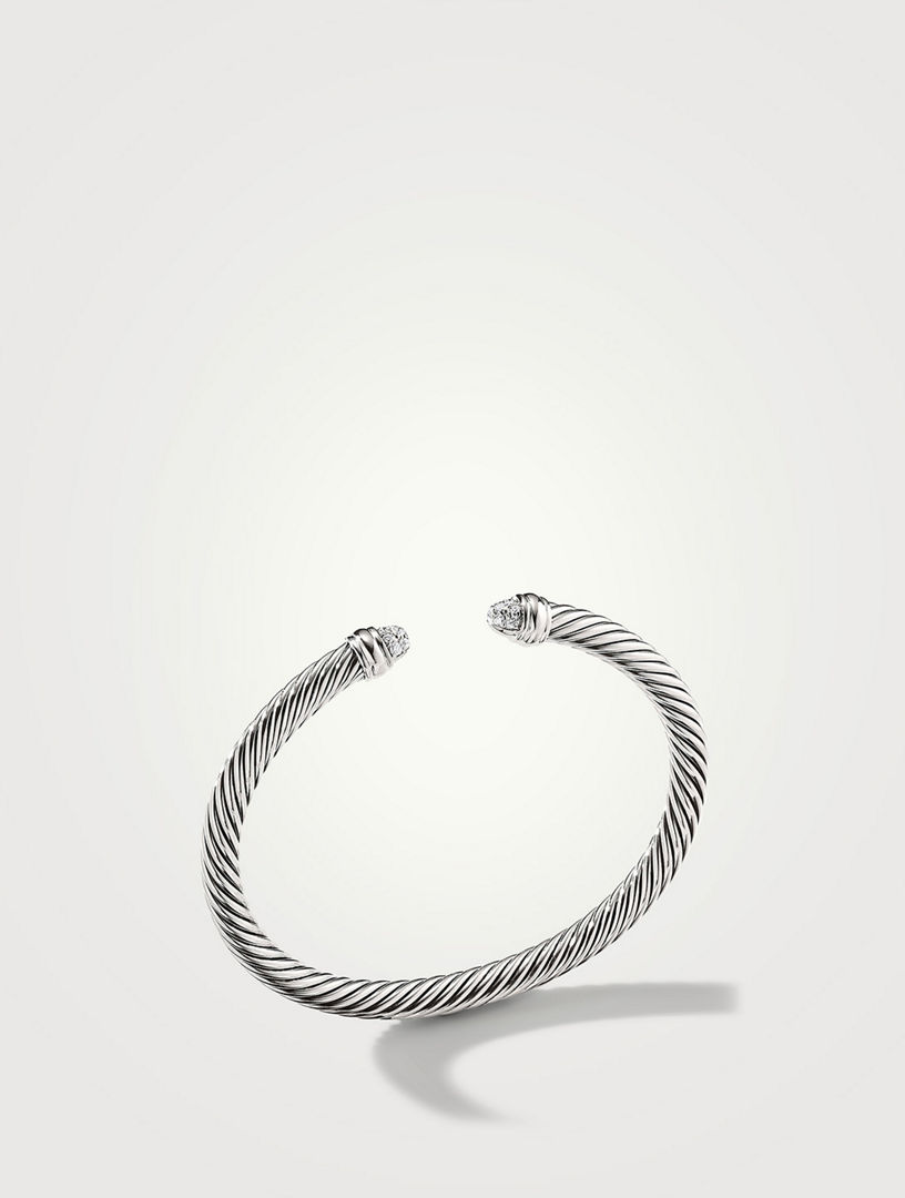 DAVID YURMAN Cable Classics Bracelet In Sterling Silver With Pavé Diamond Domes