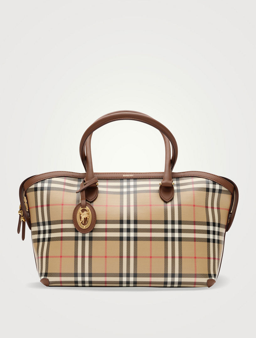 BURBERRY Small Check Zip Tote | Holt Renfrew