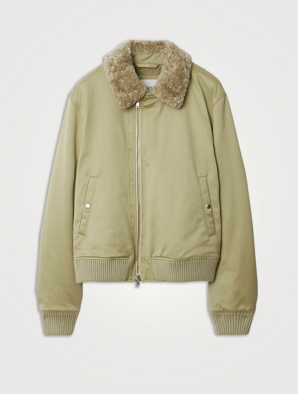 Shearling Collar Cotton Bomber Jacket