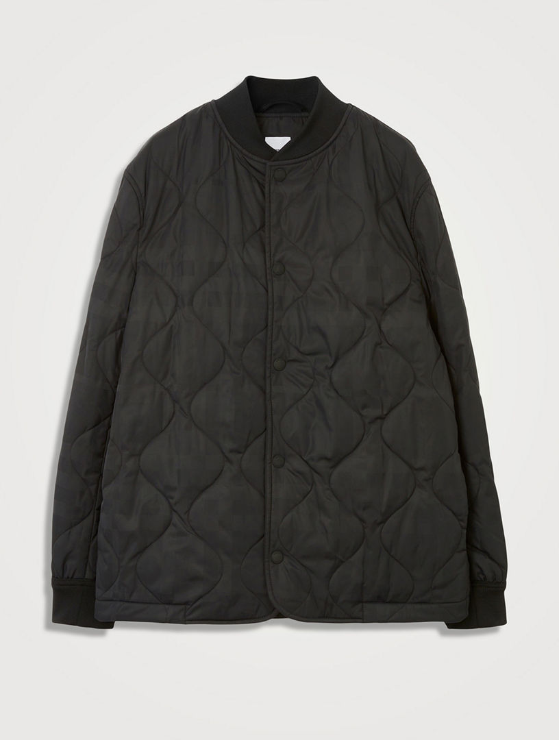 Quilted Check Nylon Bomber Jacket