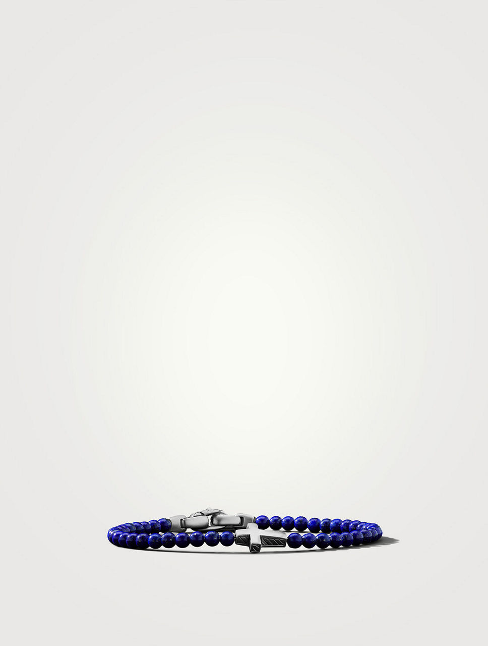 Spiritual Beads Cross Station Bracelet Sterling Silver With Lapis