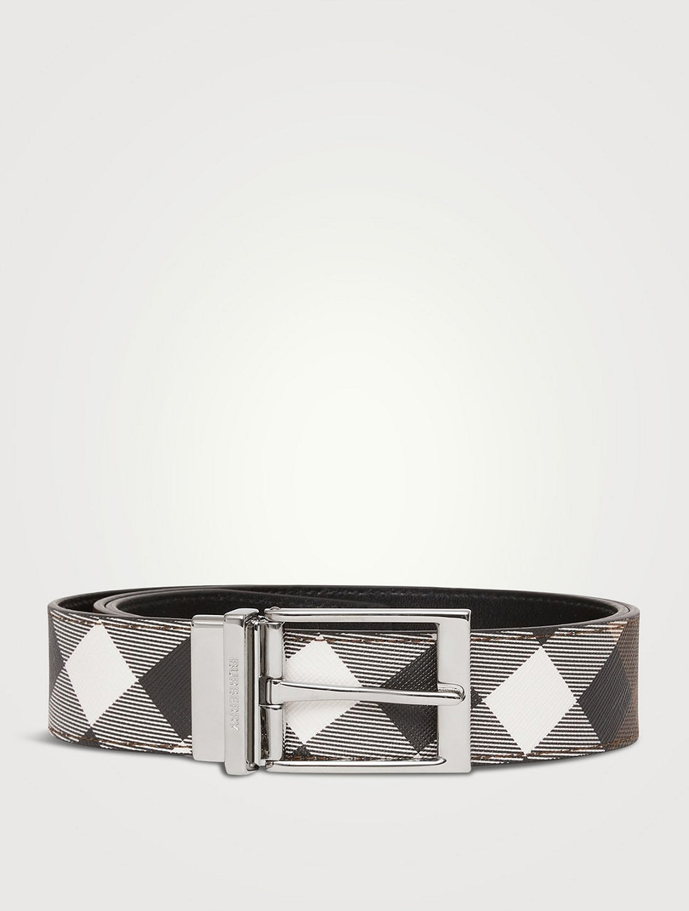 Reversible Check And Leather Belt