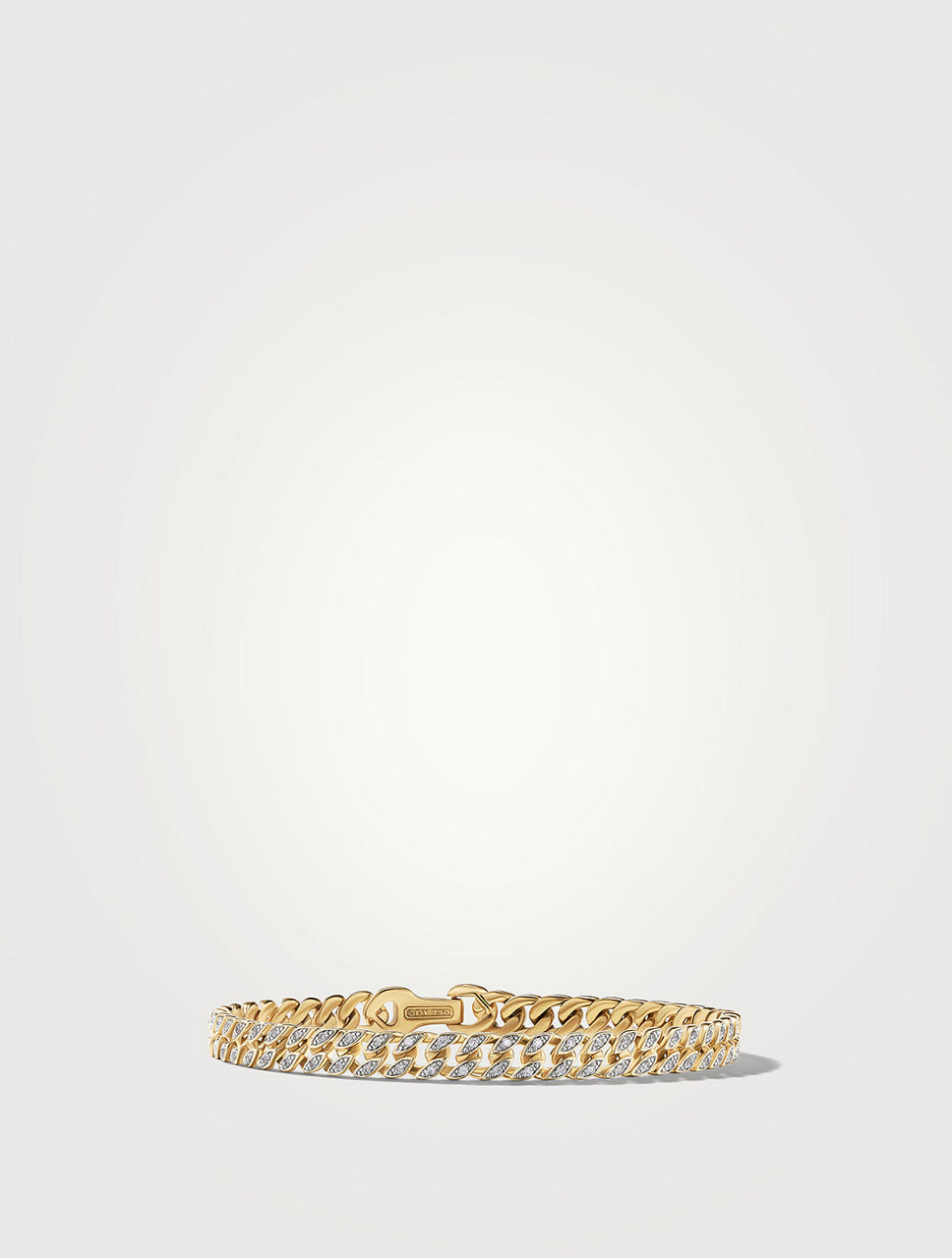 Curb Chain Bracelet 18k Yellow Gold With Diamonds, 6mm