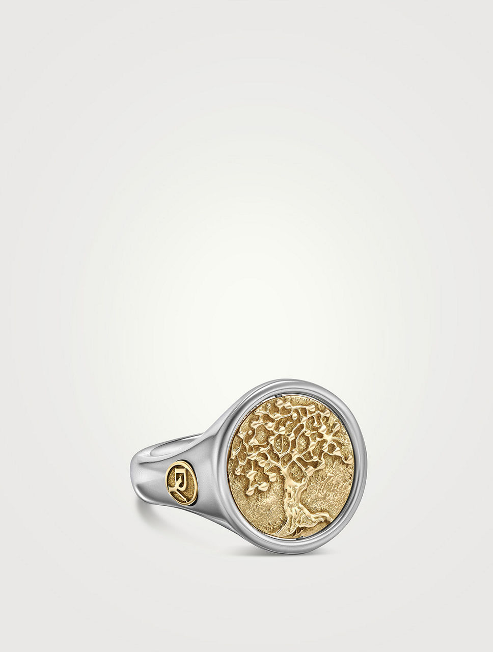 Life And Death Duality Signet Ring Sterling Silver With 18k Yellow Gold