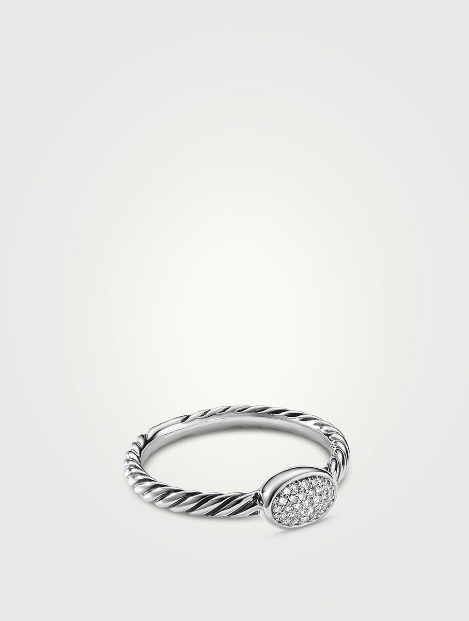 Cable Collectibles® Oval Stack Ring Sterling Silver With Pavé Diamonds