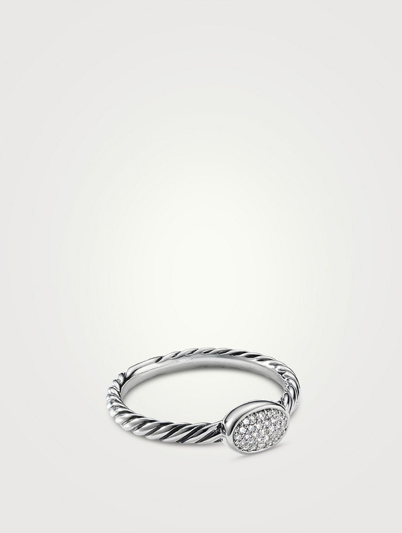 Cable Collectibles® Oval Stack Ring Sterling Silver With Pavé Diamonds