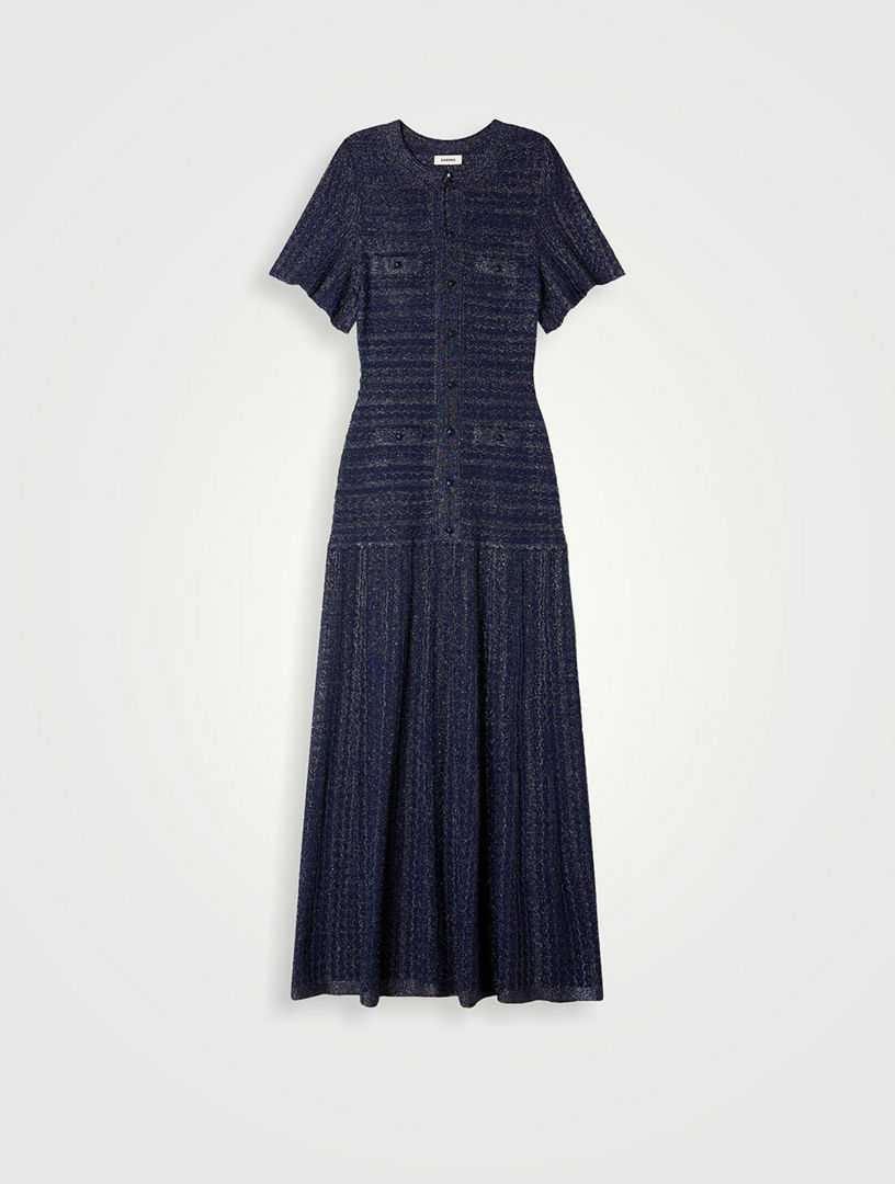 SANDRO Rhinestone Knit Maxi Dress | Holt Renfrew