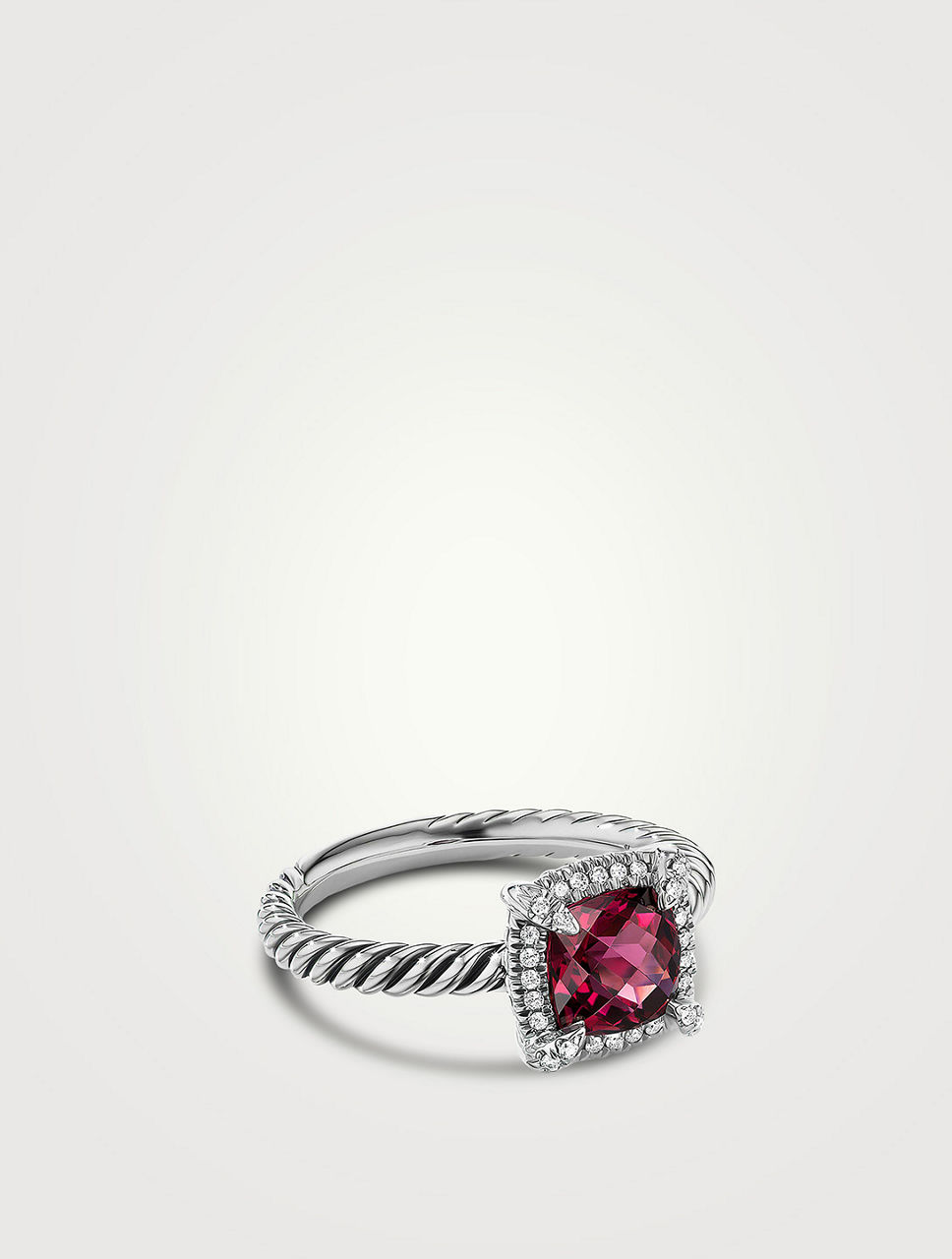 Petite Chatelaine® Pavé Bezel Ring Sterling Silver With Rhodolite Garnet And Diamonds
