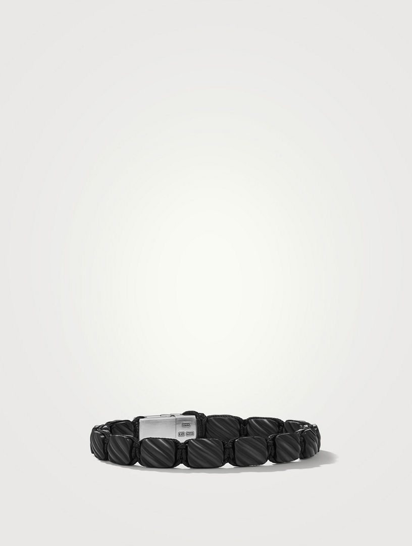 Sculpted Cable Woven Tile Bracelet Black Titanium With Sterling Silver