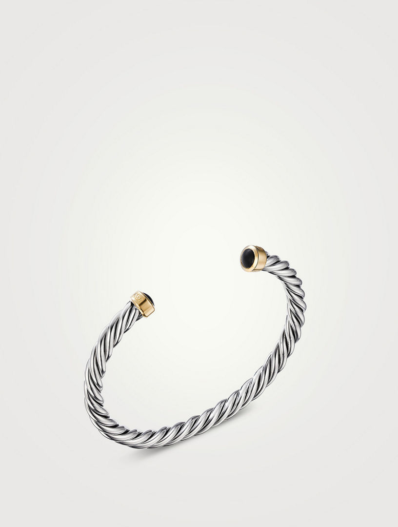 David Yurman Infinity Link Black Cord Bracelet with 18K Yellow Gold