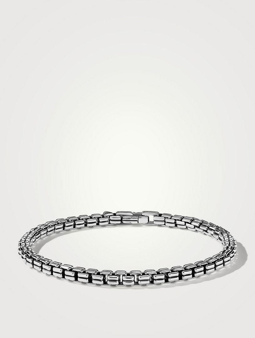 Double Box Chain Bracelet In Sterling Silver 4mm