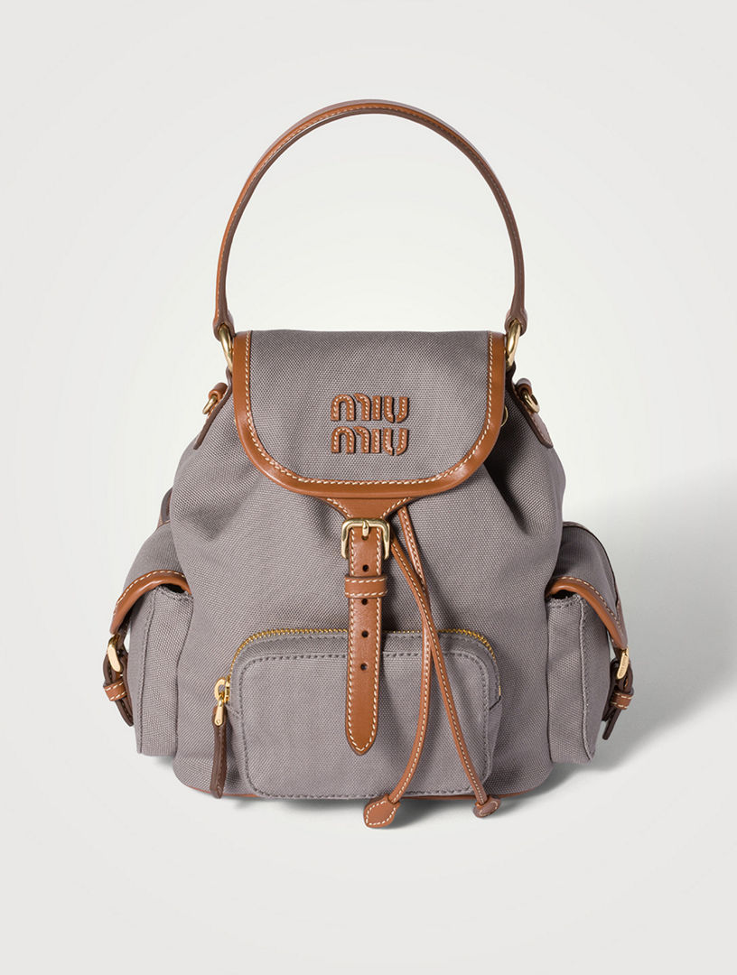 MIU MIU Canvas And Leather Backpack | Holt Renfrew