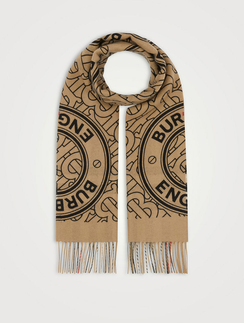 Burberry Reversible Check Monogram Scarf In Brown