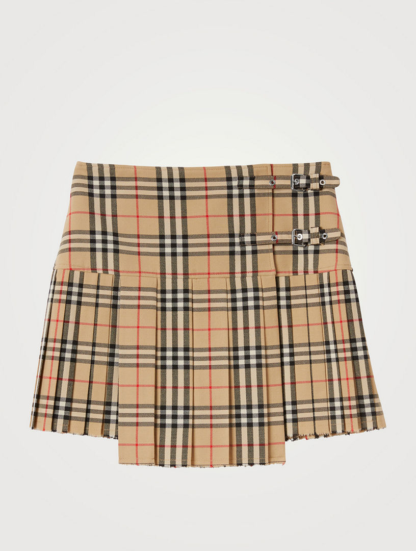 Pleated Check Wool Mini Kilt
