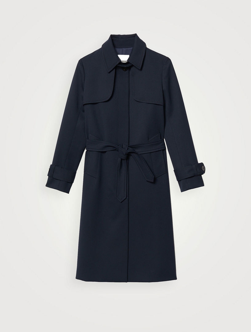 SANDRO Trench Coat With Pleated Inset | Holt Renfrew