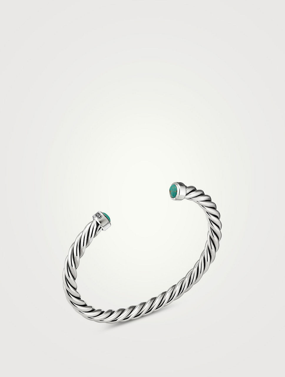 Cable Cuff Bracelet Sterling Silver With Turquoise