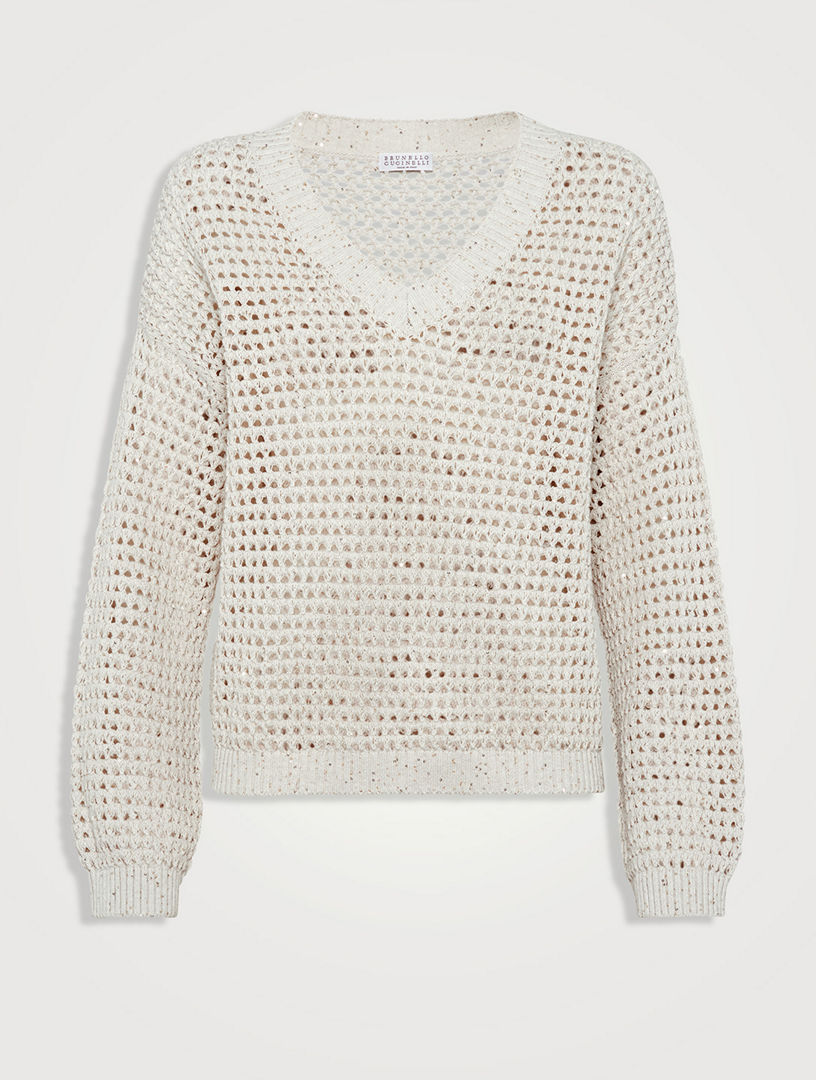 Open Knit Sweater White