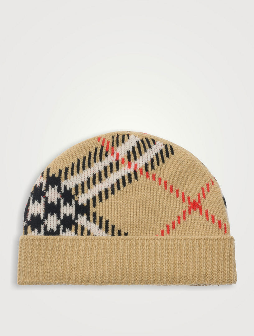 BURBERRY ベージュ ニット帽 54-61cmcashmere BURBERRY Check Cashmere Blend Beanie | Holt Renfrew