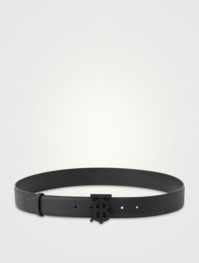 Leather Reversible TB Belt in Black/tan/gold - Women