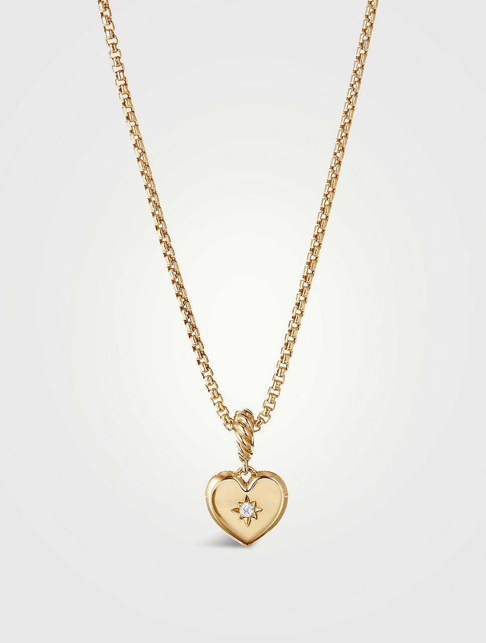 Compass Heart Amulet In 18k Yellow Gold With Center Diamond
