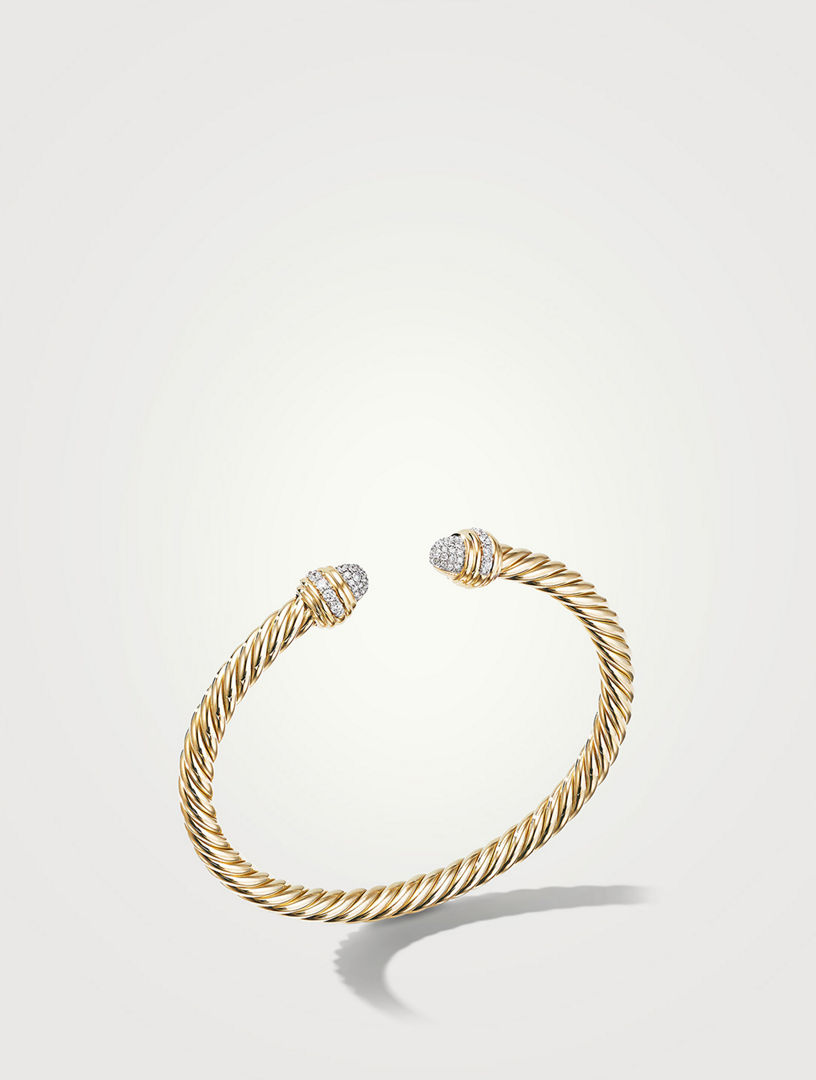 Cable Bracelet 18k Yellow With Pavé Diamonds