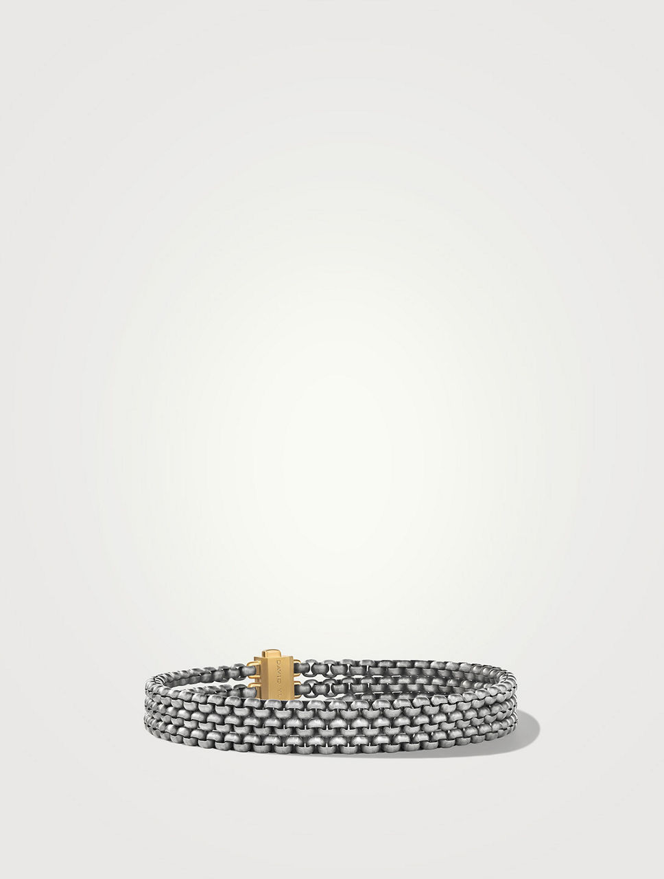 Three Row Box Chain Bracelet In Grey Titanium With 18k Yellow Gold