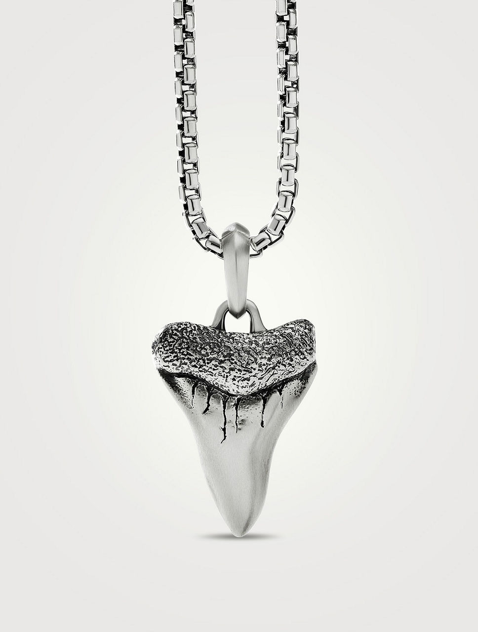Shark Tooth Amulet In Sterling Silver, 27mm