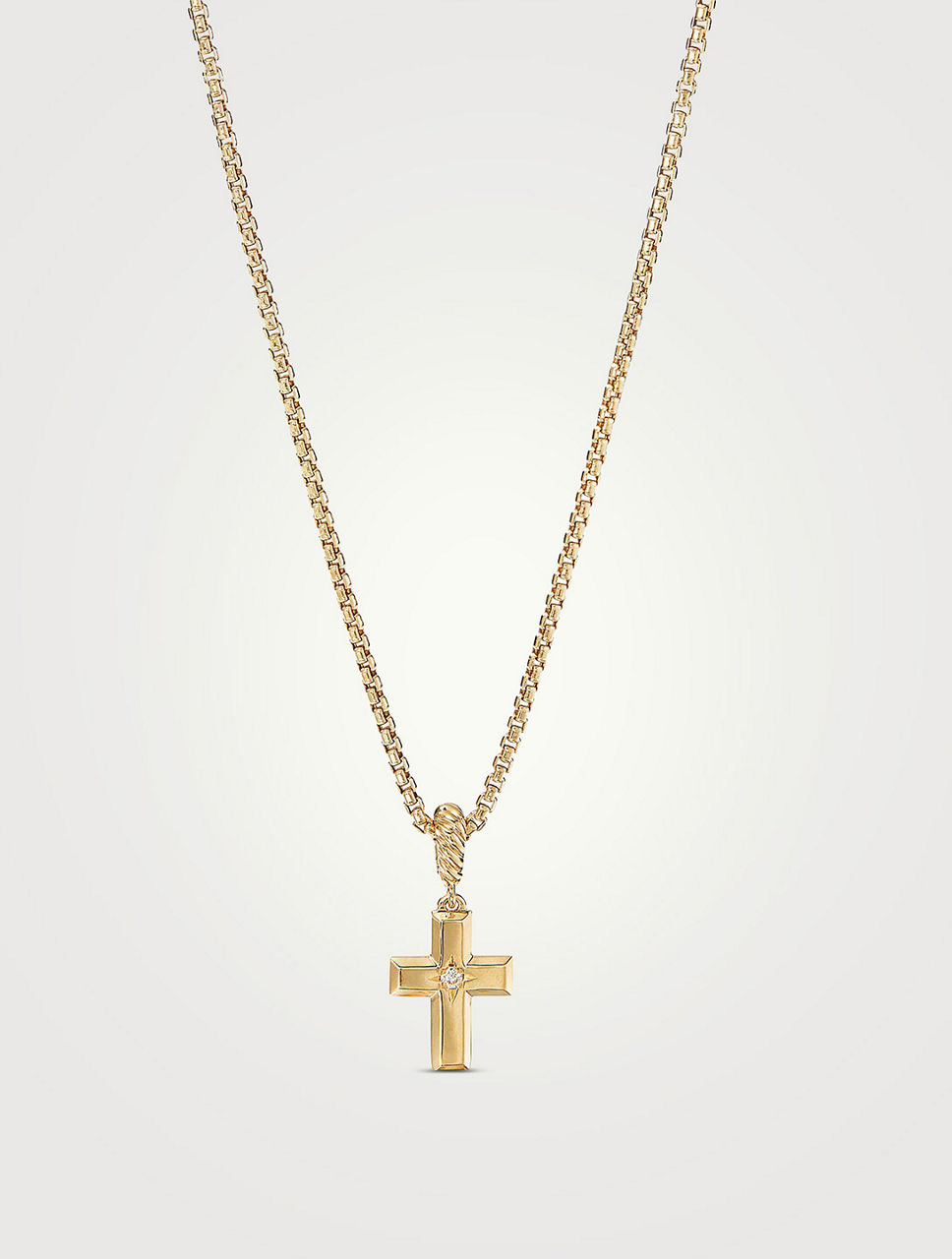 Cross Amulet In 18k Yellow Gold With Center Diamond