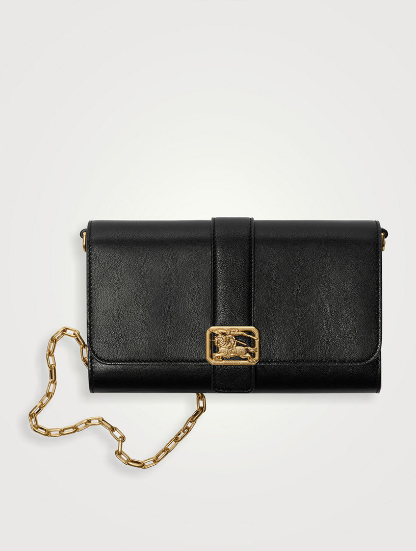 BURBERRY ケース チェーン&ストラップ付きコンパクトウォレット黒
