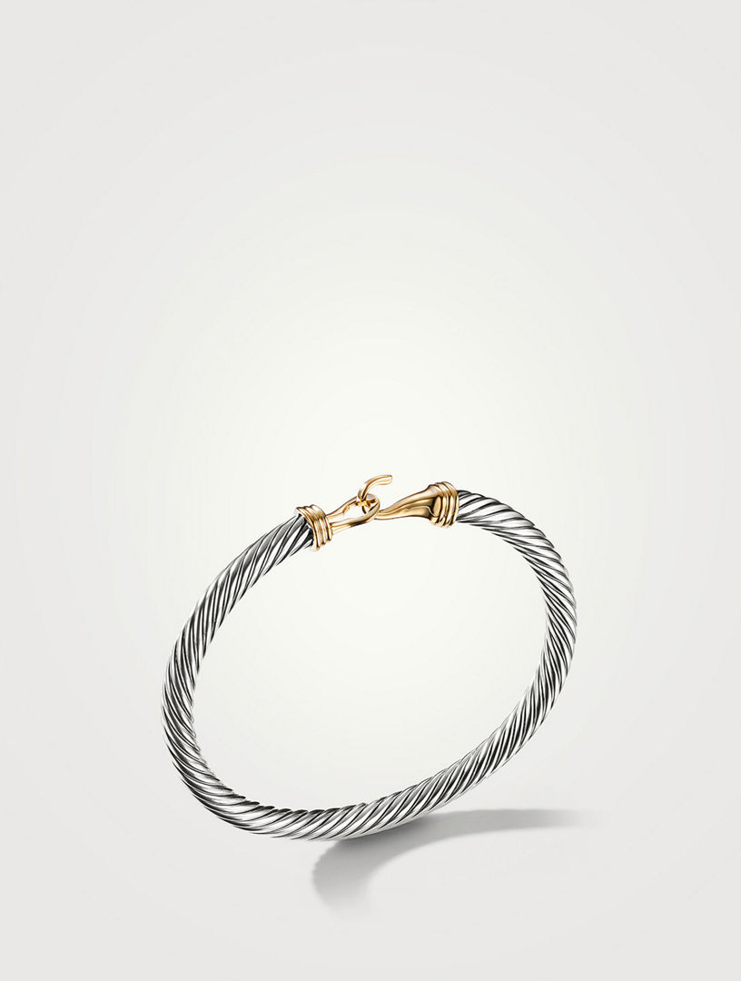 Buckle Classic Cable Bracelet Sterling Silver With 14k Yellow Gold, 5mm