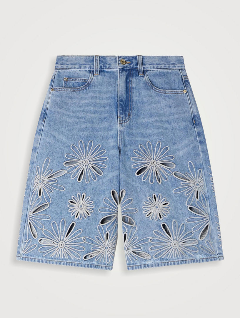 SANDRO Embroidered Bermuda Shorts | Holt Renfrew